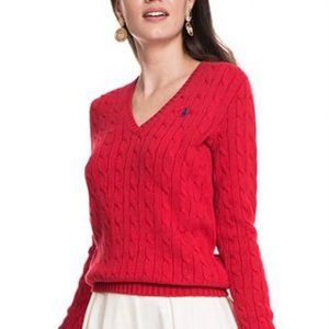 Ralph Lauren Sport Cable Knit V-Neck Sweater